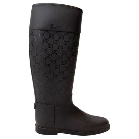 gucci women rain boots|Gucci monogram thigh high boots.